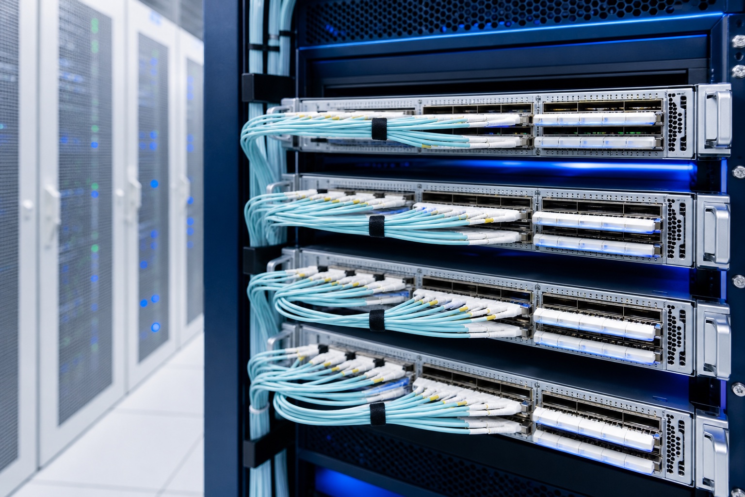 High-speed network fabric connecting AI compute clusters